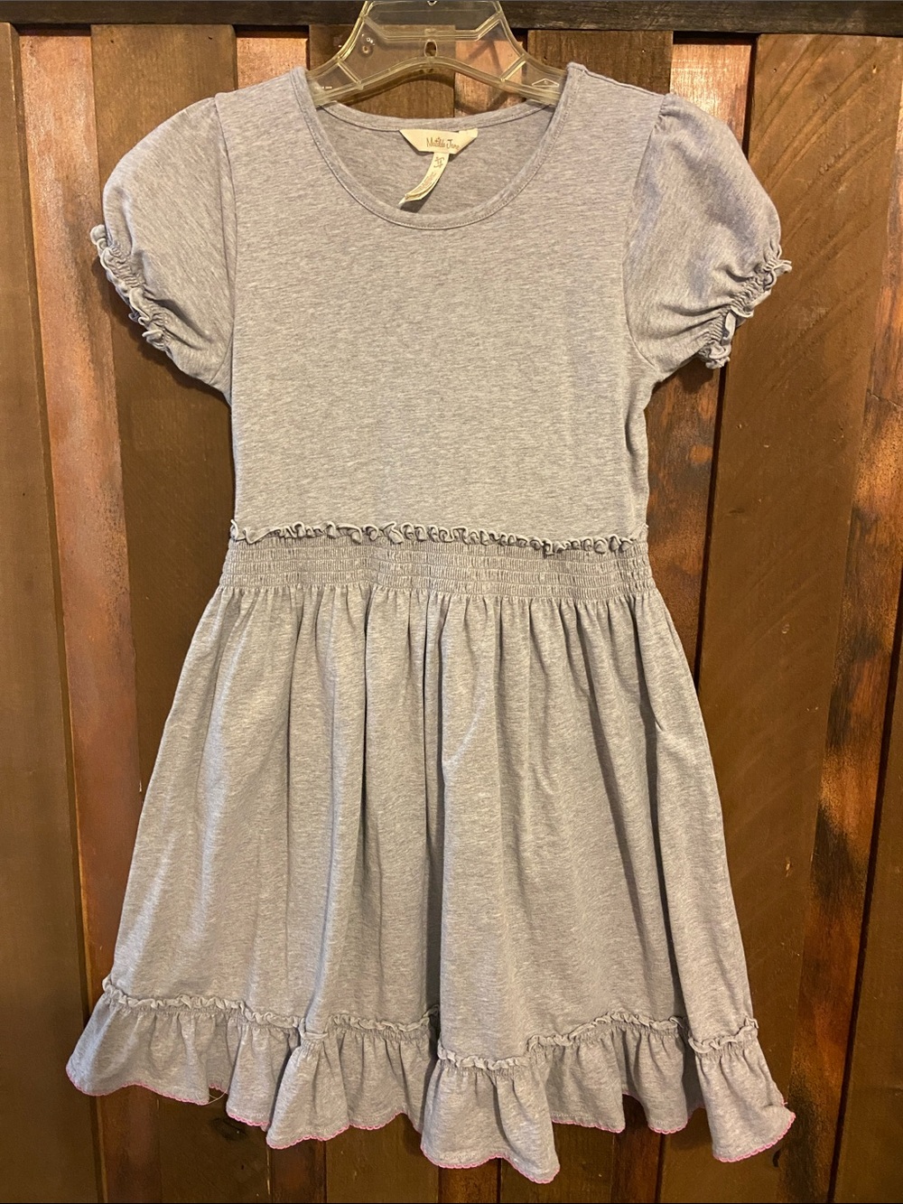Matilda Jane Light Gray Ruffle Waist Knit Dress